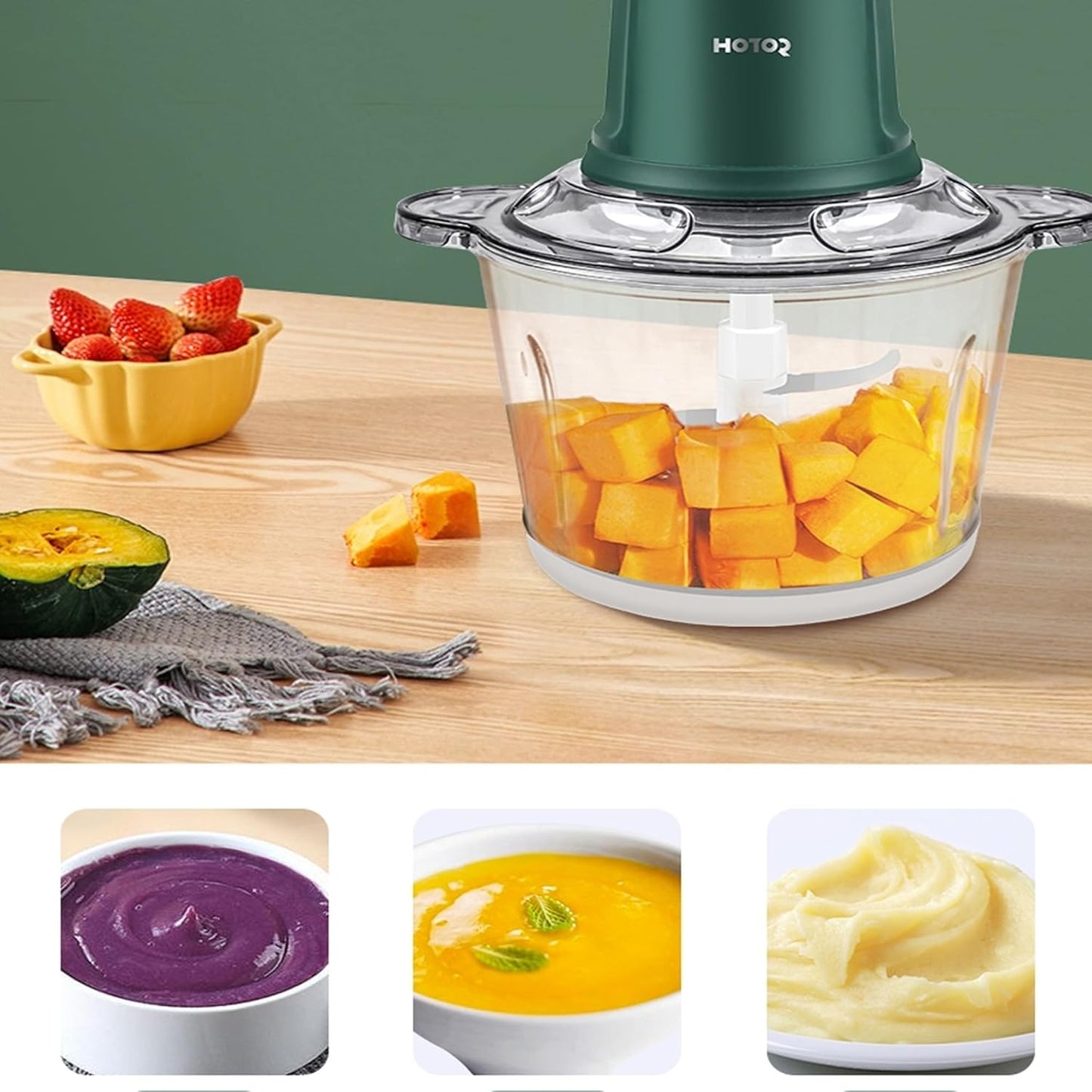 Electric Grinder 3L Food Chopper with Removable Glass Bowl